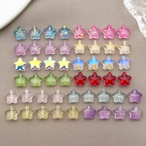 Cuentas de Vidrio Lampwork con Forma de Estrella de Colores para Fabricación de Joyas DIY Cuentas Espaciadoras Accesorios de Joyería