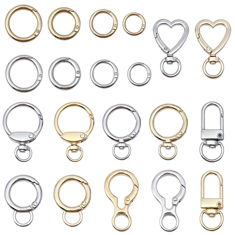 Zinc Alloy Heart Round U-Shaped Keychain Hook Lobster Clasp Spring O-Ring DIY Jewelry Making Bag Accessories Findings
