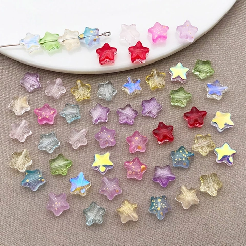 Cuentas de Vidrio Lampwork con Forma de Estrella de Colores para Fabricación de Joyas DIY Cuentas Espaciadoras Accesorios de Joyería