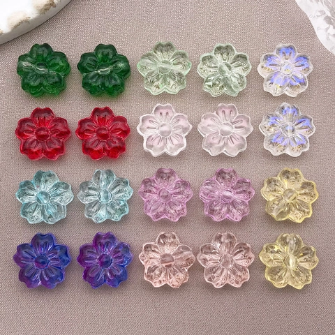Retro Cherry Blossom Lampwork Glass Beads Floral DIY Jewelry Making Accessories Handmade Bracelet Necklace Keychain Craft Beads