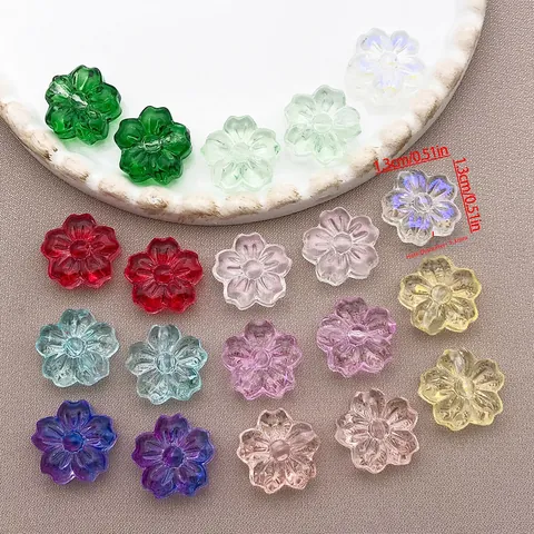 Retro Cherry Blossom Lampwork Glass Beads Floral DIY Jewelry Making Accessories Handmade Bracelet Necklace Keychain Craft Beads