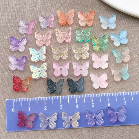 Butterfly Glass Beads Colorful Transparent DIY Jewelry Making Handcrafted Lampwork Butterfly Shaped Spacer Beads For Accessories