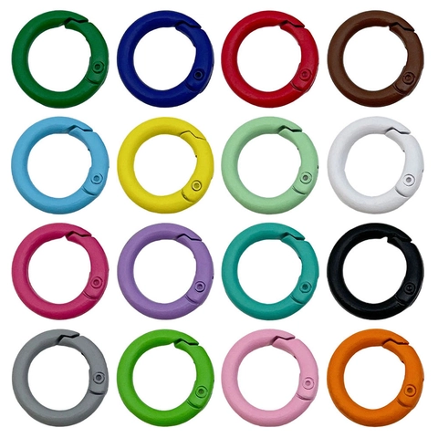 Colorful Zinc Alloy Round Spring Gate Rings Spray Painted O-Ring Snap Hooks For DIY Jewelry Making Bag Keychain Accessories