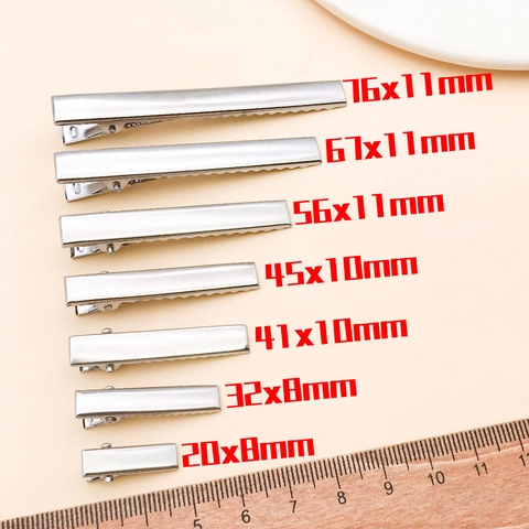 Rectangular Iron Alligator Clips Silver Tone Duckbill Hairpins Base For DIY Hair Accessories Making For Women Girls Kids