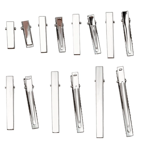 Rectangular Iron Alligator Clips Silver Tone Duckbill Hairpins Base For DIY Hair Accessories Making For Women Girls Kids