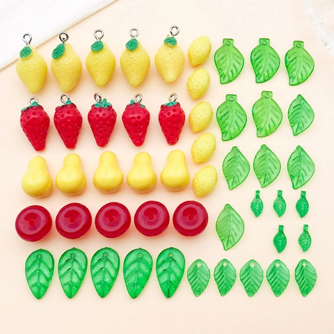 Acryl Simulatie 3D Fruit Blad Citroen Aardbei Appel Peer Hangers Voor DIY Sieraden Maken Ambachten Oorbellen Sleutelhanger Accessoires