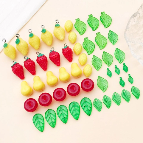 Acryl Simulatie 3D Fruit Blad Citroen Aardbei Appel Peer Hangers Voor DIY Sieraden Maken Ambachten Oorbellen Sleutelhanger Accessoires