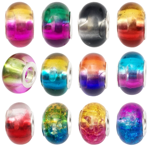 Cuentas de Resina con Degradado y Agujero Grande para Hacer Joyas DIY Pulsera Collar Estilo Europeo Cuentas Separadoras Coloridas Accesorios