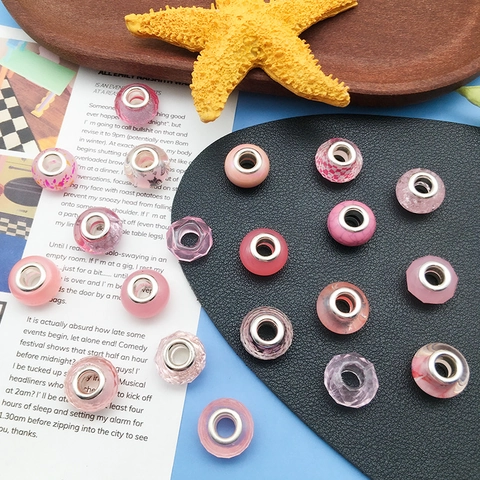 Perline in Resina a Foro Grande Serie Rosa Ciondoli Fai Da Te Creazione Gioielli Motivo Floreale per Bracciale Donna Ragazza