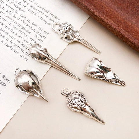 Vintage Zinc Alloy Bird Skull Pendants Gothic Animal Head Charms For Jewelry Making DIY Necklace Bracelet Accessories