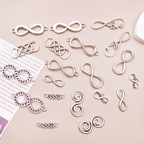 Antique Silver Alloy Infinity Symbol Connectors Love Heart Pendants For DIY Necklace Bracelet Jewelry Making Accessories