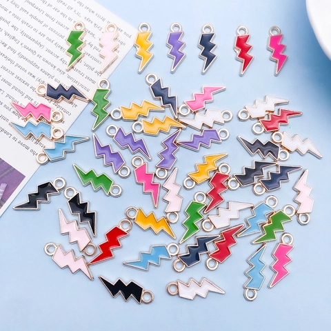 Enamel Alloy Lightning Bolt Pendants Candy Colors For DIY Jewelry Making Bracelet Necklace Accessories For Girls Women