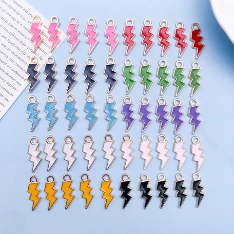Enamel Alloy Lightning Bolt Pendants Candy Colors For DIY Jewelry Making Bracelet Necklace Accessories For Girls Women