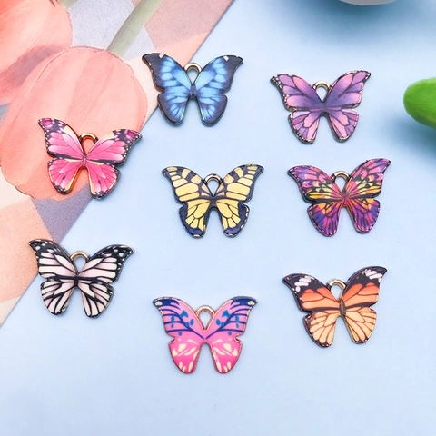 Bunte Emaille Schmetterling Anhänger Legierung Zink Charms Für DIY Halskette Armband Ohrring Schmuckherstellung Zubehör