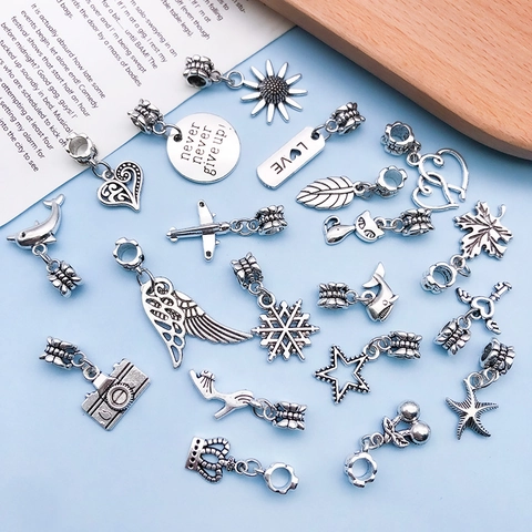 Vintage Zinc Alloy Charms Pendants Mixed Styles Heart Wing Cat For DIY Necklace Bracelet Jewelry Making Antique Silver