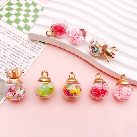 Creative DIY Glass Bottle Pendant Fruit Star Sequins Floating Bottle Charms Jewelry Making Accessory Craft Supplies