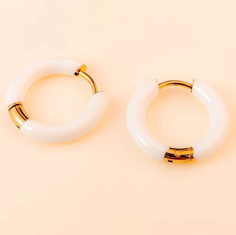 Pendientes de Aro Vintage de Acero Inoxidable Esmalte Geométrico Redondo Colorido Goteo de Aceite Joyería Minimalista Mujer Regalo