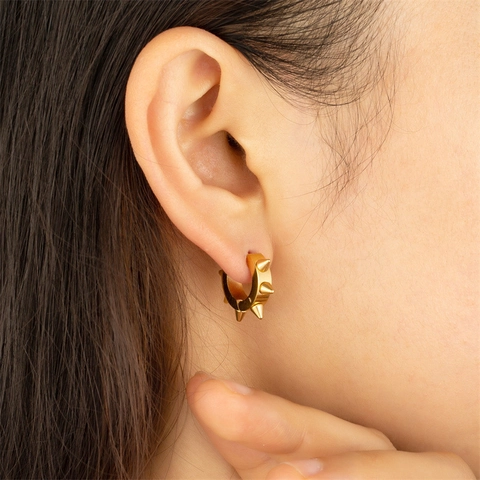 Pendientes de Aro Punk con Remaches de Pico Para Hombre Mujer Acero de Titanio Oro Plata Clip de Oreja Sin Perforación Joyería Rock