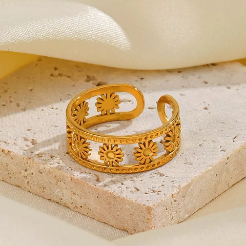 Anello Aperto in Acciaio Inossidabile Minimalista per Donna Anello Regolabile Geometrico Vintage Oro Argento Gioielli di Moda Regalo