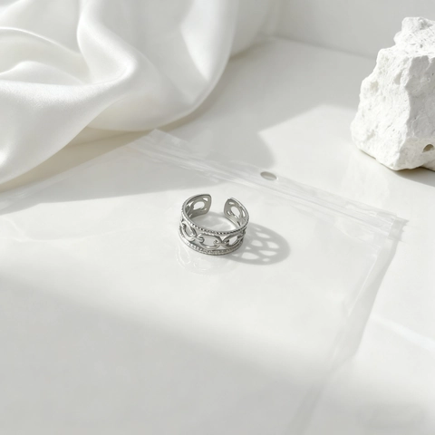 Anillo Abierto de Acero de Titanio Geométrico para Mujer Minimalista Línea de Varias Capas Hueco Ajustable Joyería de Dedo de Moda