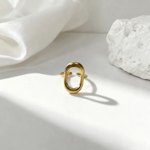 Anillo Abierto de Acero Inoxidable Ovalado Hueco Geométrico Para Mujer Lujo Ligero Ajustable Oro Plata Diamantes de Imitación Mariposa Estrella Joyería