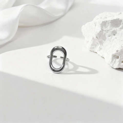 Anillo Abierto de Acero Inoxidable Ovalado Hueco Geométrico Para Mujer Lujo Ligero Ajustable Oro Plata Diamantes de Imitación Mariposa Estrella Joyería