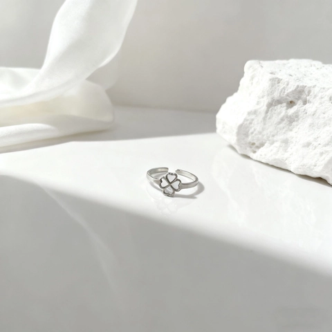 Anillo Ajustable Abierto de Acero Inoxidable Vintage para Mujer Patrón de Hoja Corazón Trébol Chapado en Oro Plata Joyas
