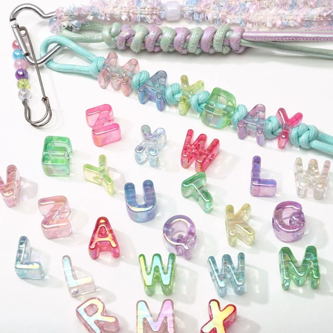 Acrylic Iridescent Alphabet Beads Large Hole Aurora Coating Colorful Letter Beads For DIY Jewelry Bracelet Accessories