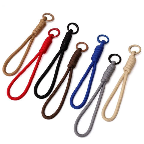 Handgefertigter Geflochtener Polyester Paracord Schlüsselanhänger Mit Metall-O-Ring Für DIY Schmuckherstellung Zubehör Gurt