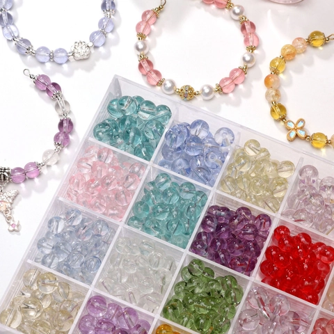 Mehrfarbige Transparente Glasperlen Lose Rund Kristall Perlen Für Armband Halskette Handgefertigte DIY Schmuckherstellung Bastelmaterial
