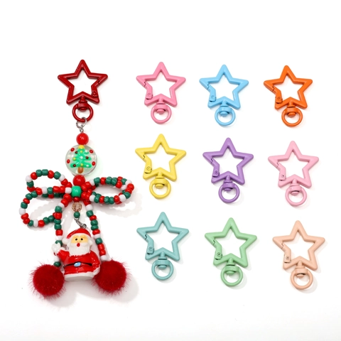 Alloy Painted Star Heart Shape Clasps Macaron Colorful Spring Gate Lobster Claw Hooks For DIY Jewelry Keychain Making Accessories