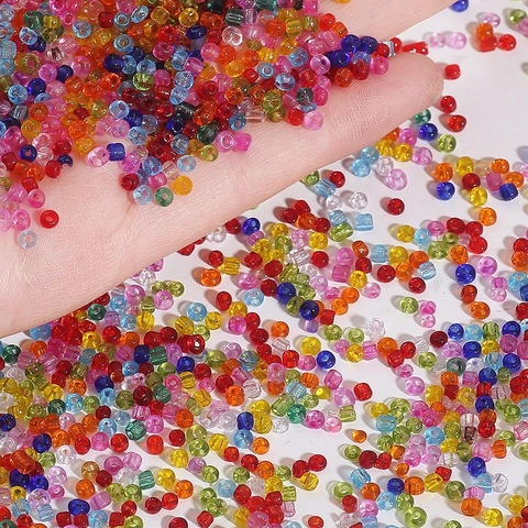 Transparent Glass Seed Beads For DIY Jewelry Making Colorful Round Loose Beads Craft Accessories For Embroidery Bridal Accessories