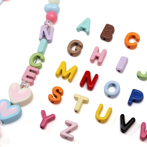 Colorful Alloy Alphabet Letter Beads For DIY Jewelry Making Spray Painted Alphabet Beads For Bracelets Necklaces Jewelry