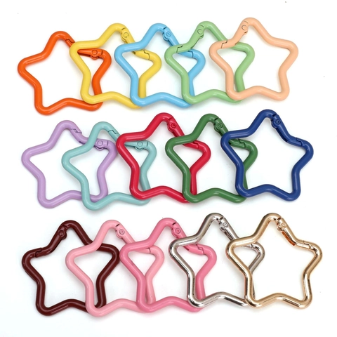 Star Shaped Alloy Keychain Hook DIY Jewelry Accessory Colorful Baking Varnish Metal Spring Buckle Clasp For Bags Phone Straps