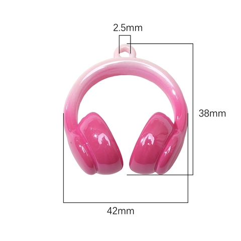 Creative Headphone Shape Acrylic Charms For DIY Jewelry Making Gradient Color Resin Pendant For Necklace Keychain Accessory