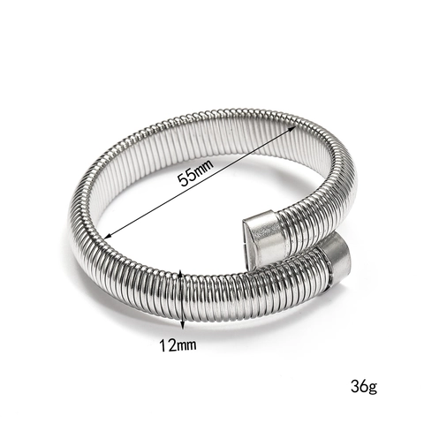 Bracciale Rigido Tubogas da Donna in Acciaio al Titanio Placcato Oro 18K Flessibile a Spirale Aperto Gioielli Regalo