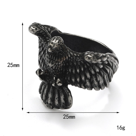 Punk Retro Eagle Titanium Steel Ring For Men Women Vintage Silver Flying Bird Biker Band Ring Jewelry Accessories Gift