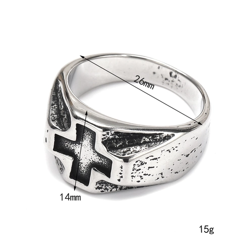 Vintage Titanium Steel Cross Signet Ring For Men Women Punk Gothic Hip Hop Chunky Bold Finger Jewelry Decorative Band Ring