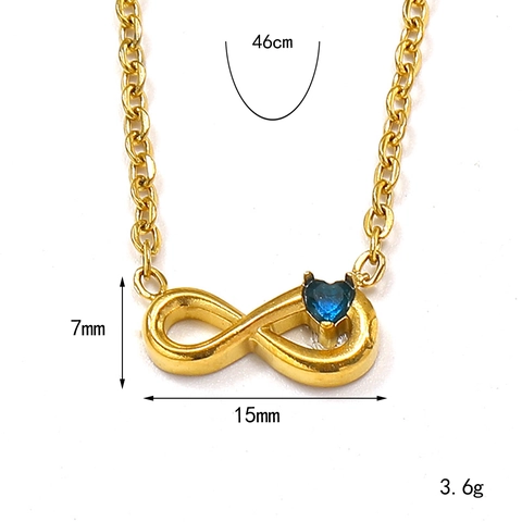 Mode Unendlichkeit Herz Anhänger Halskette Titanstahl Zirkonia Eingelegt Schlüsselbein Kette Schmuck Für Damen Valentinstag Geschenk