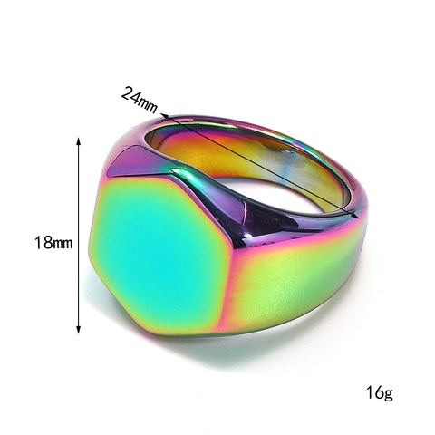 Minimalist Hexagon Signet Ring For Men Stainless Steel Titanium Steel Polished Flat Top Punk Business Band Jewelry Finger Ring