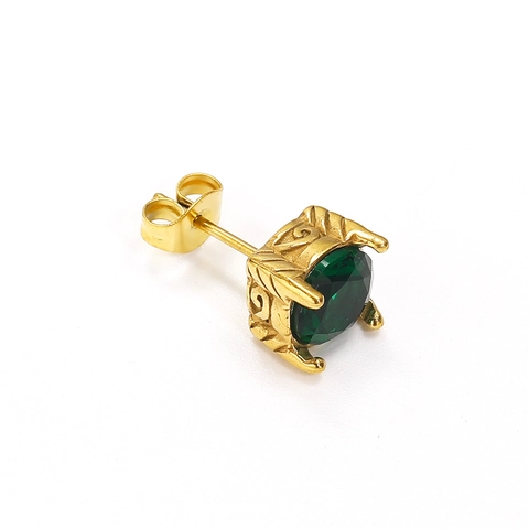 Vintage Titanstahl Vier-Klauen Oval Strass Ohrstecker Einzeln Für Unisex Retro Geschnitzt Geometrisch Pendler Mode Schmuck