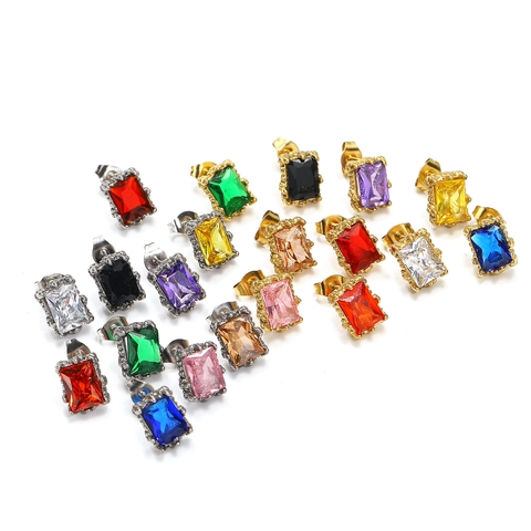 Vintage Titanstahl Drachenkralle Quadrat Smaragdschliff Strass Ohrstecker Gothic Punk Unisex Schmuck Für Herren Damen
