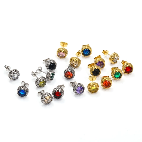 Retro Runde Zirkonia Lotus Basis Titan Stahl Ohrstecker Vintage Mode Unisex Schmuck Accessoire Für Den Alltag