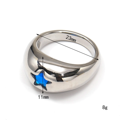 Anello a Cupola Grosso in Acciaio Inossidabile Placcato Oro 18K Stella Zirconia da Donna Gioielli di Moda Minimalista