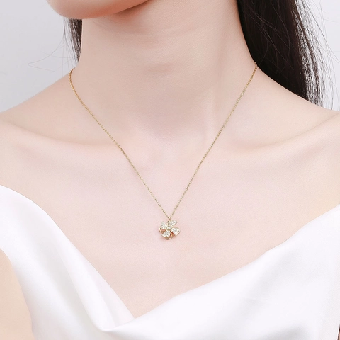 925 Sterling Silver Rotatable Windmill Pendant Necklace For Women Zirconia Inlaid Spinning Clavicle Chain Minimalist Jewelry Gift