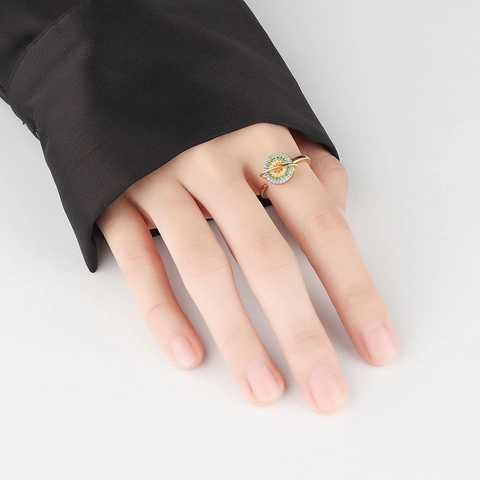 Bague Ouverte Planète Rotative en Argent Sterling 925 Zircone Colorée Saturne Bague pour Femme Anti-stress Bijoux de Mode Cadeau