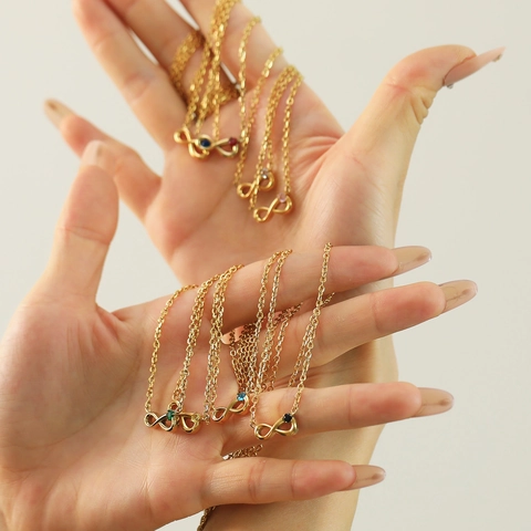 Elegant Infinity Symbol Pendant Necklace Gold Plated Stainless Steel Rhinestone Fashion Jewelry For Women Dating Gift