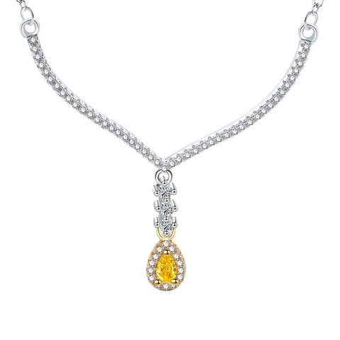 Luxury Copper Yellow Water Drop Pendant Only (Without Chain) Pear Shaped Rhinestone Pave Pendant For Women Elegant Jewelry Gift