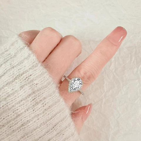 Luxus 925 Sterlingsilber Birnenform Zirkonia Halo Ring Für Damen Hochzeit Party Eleganter Simulierte Diamant Finger Schmuck