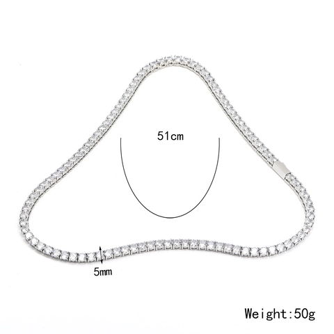 Collier Chaîne Tennis en Acier Titane avec Strass pour Femmes Bijoux de Fête Étincelants à Coupe Ronde de Haute Qualité